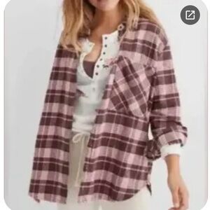 Aerie Pink and Brown Flannel